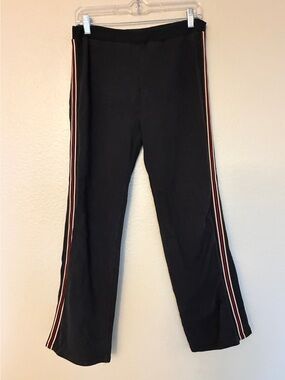 Y2K FD Black Flare Track Pants Red White Side Stripe Bootcut Athletic Pants L